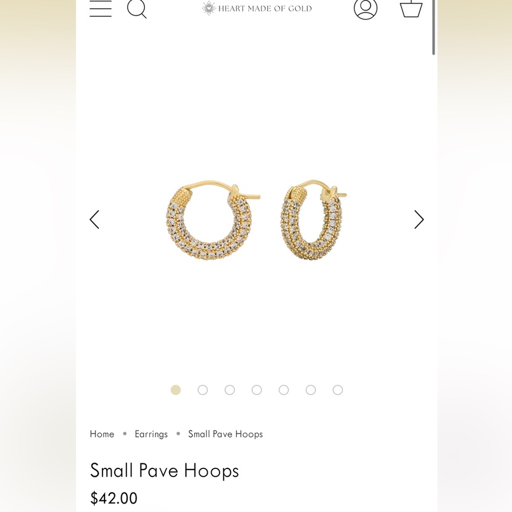 NWT Heart Made of Gold Small Pave Hoops